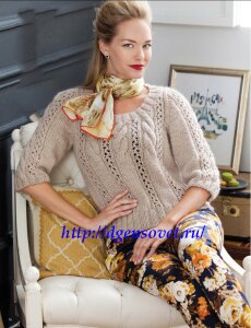 Пуловер с рукавами три четверти