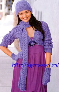 Боллеро, шапочка, шарф и варежки