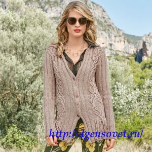 Кардиган с рельефным узором и отложным воротничком