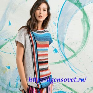 Топ с асимметричным дизайном в полоску